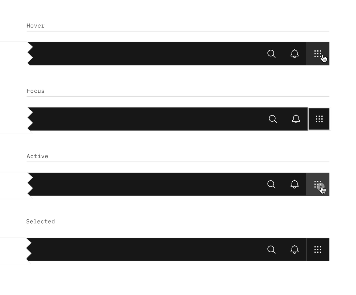 Header action interactive states